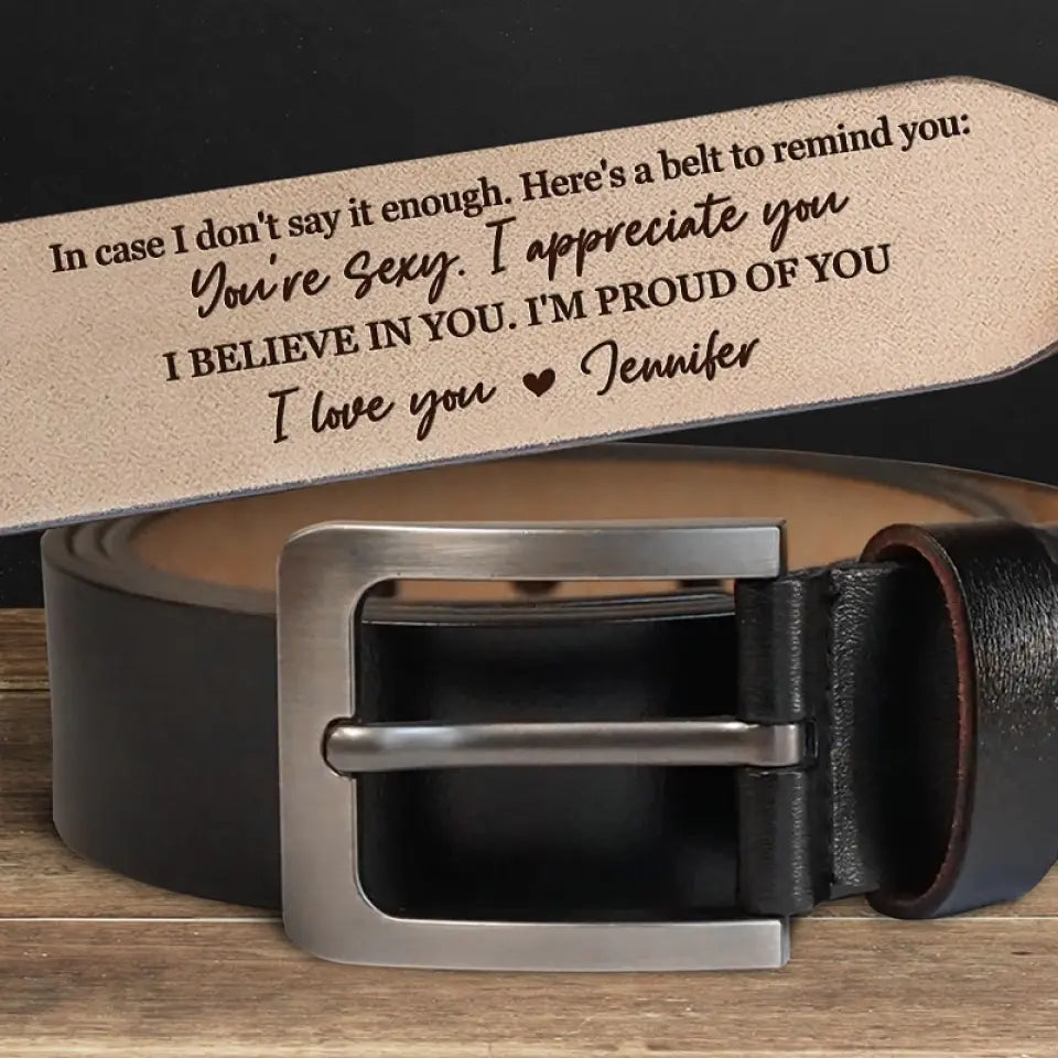 Amemidin - Your Smile Makes Me Smile - Couple Personalized Custom Engraved Leather Belt - Gift For Husband, Boyfriend, Anniversary