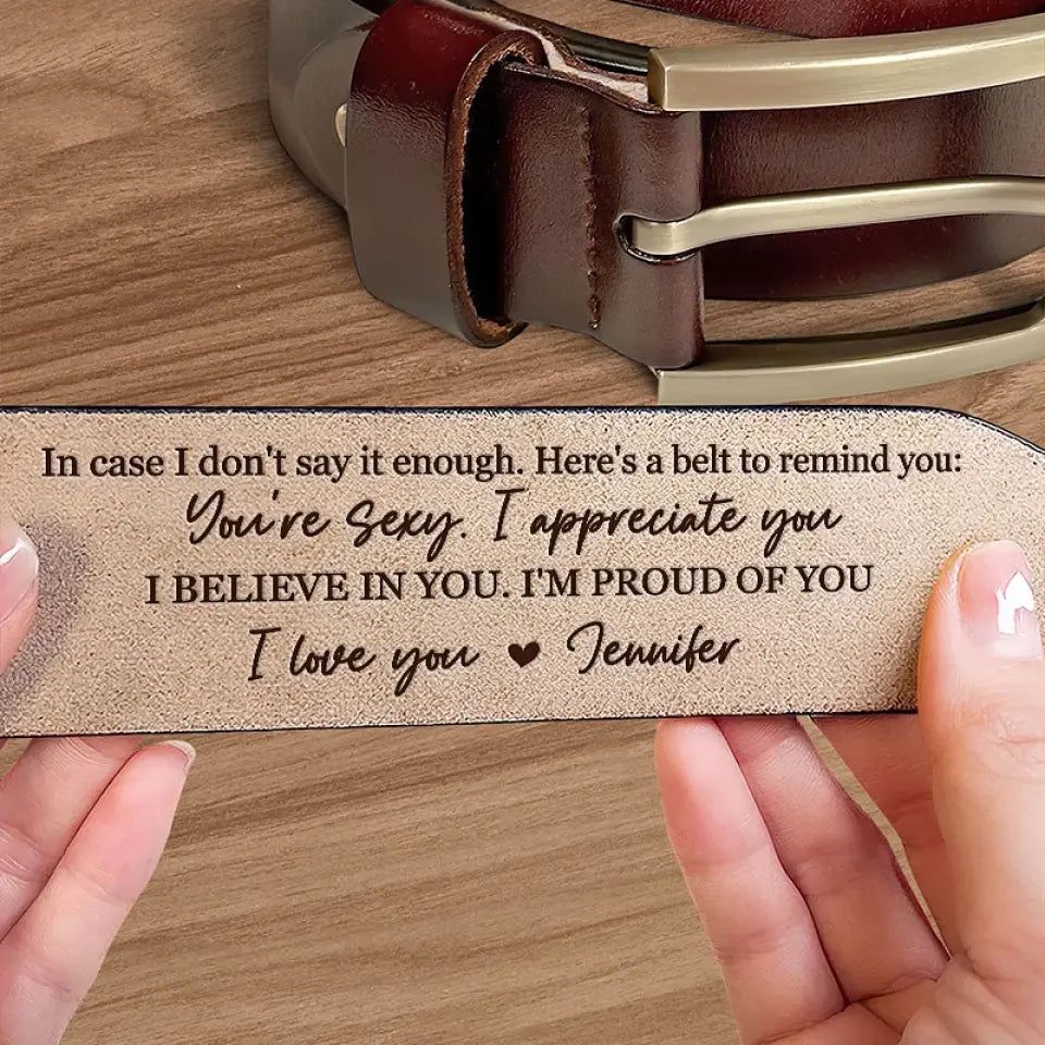 Amemidin - Your Smile Makes Me Smile - Couple Personalized Custom Engraved Leather Belt - Gift For Husband, Boyfriend, Anniversary