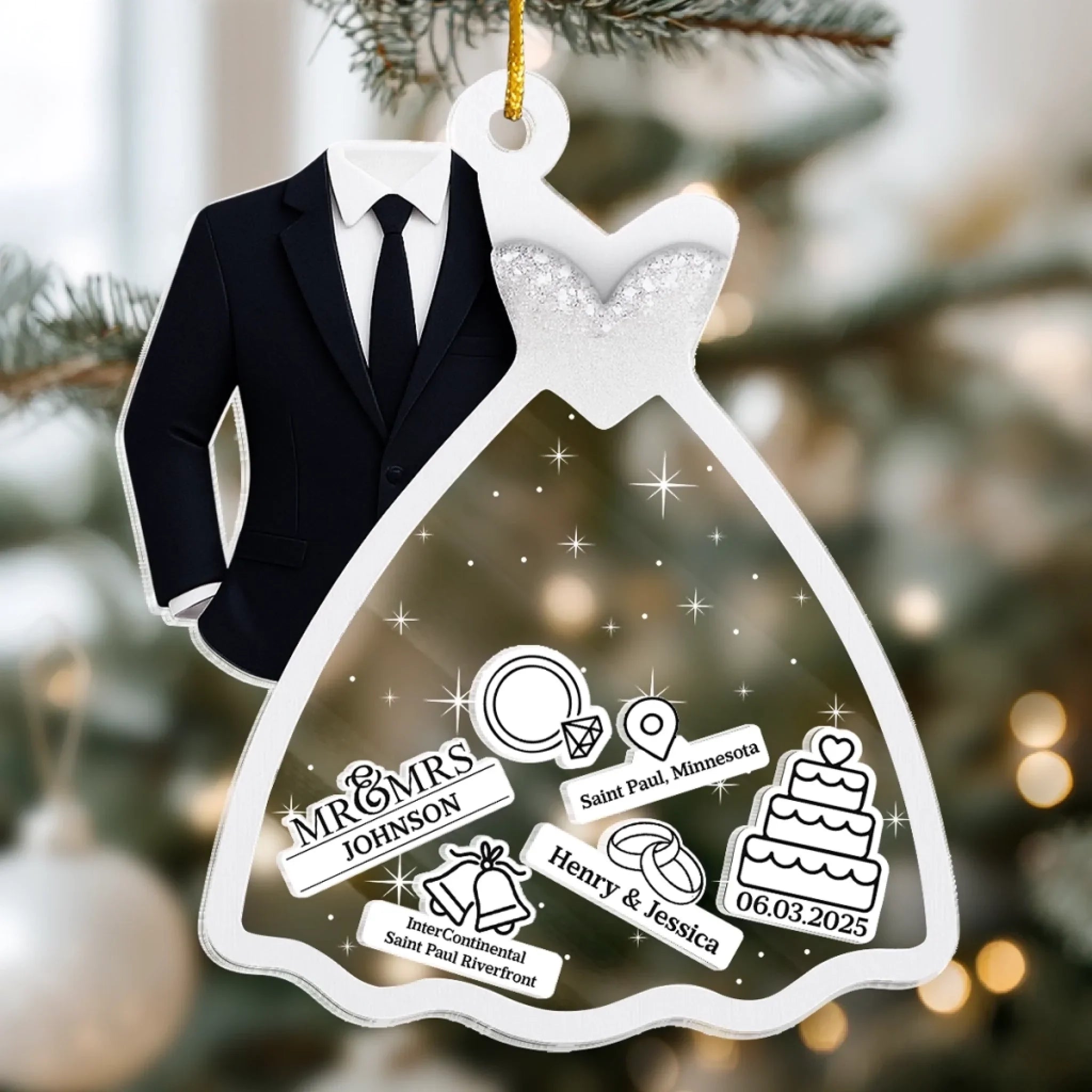 Amemidin | The Timeless Memory Shaker: Personalized 3-Layer Keepsake Ornament