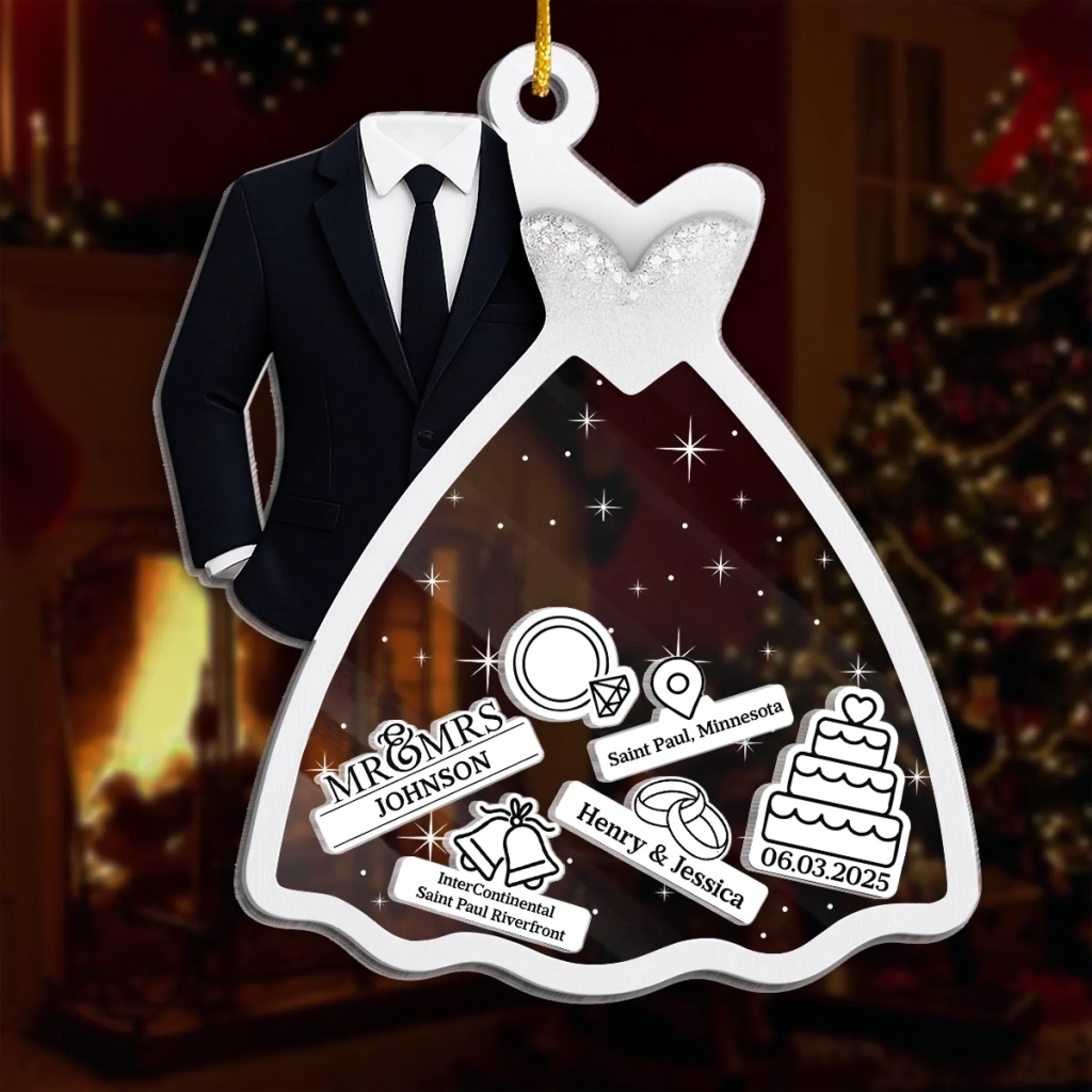 Amemidin | The Timeless Memory Shaker: Personalized 3-Layer Keepsake Ornament