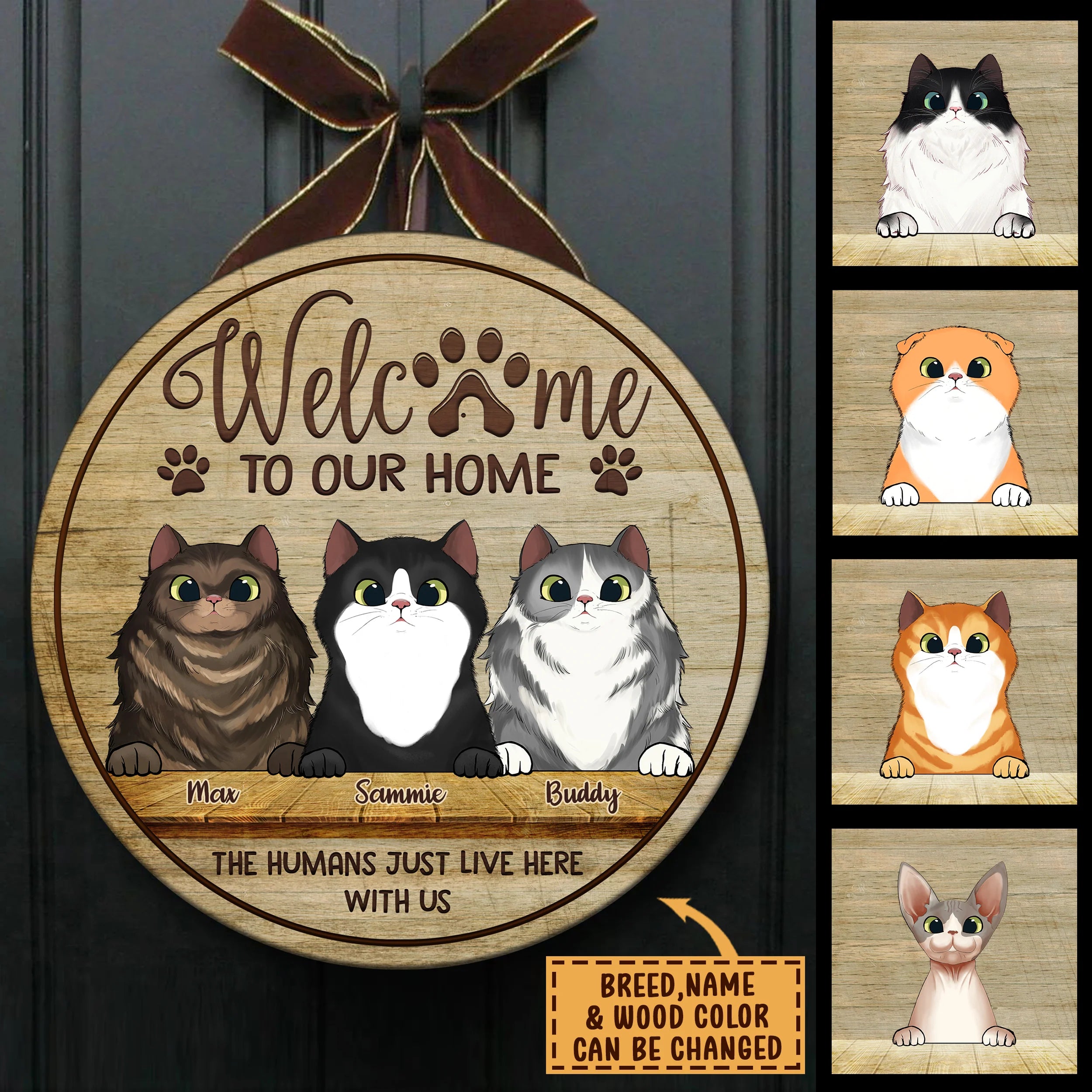 Amemidin | The Pawsitive Peek Welcome Sign: A Purr-sonally Yours Feline Greeting