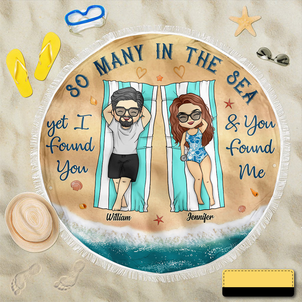 Amemidin Personalized "I Found You & You Found Me" Round Beach Towel - Unique Couple's Gift