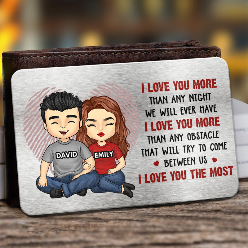 Amemidin's "I Love You The Most" - Couple Personalized Custom Aluminum Wallet Card - Gift For Husband Wife