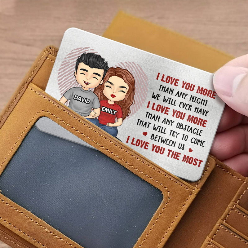 Amemidin's "I Love You The Most" - Couple Personalized Custom Aluminum Wallet Card - Gift For Husband Wife