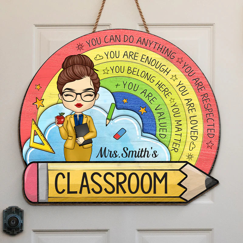 Amemidin Personalized Teacher Wood Sign – Custom Shaped Home Decor, Thoughtful Gift for Back-to-School & Housewarming