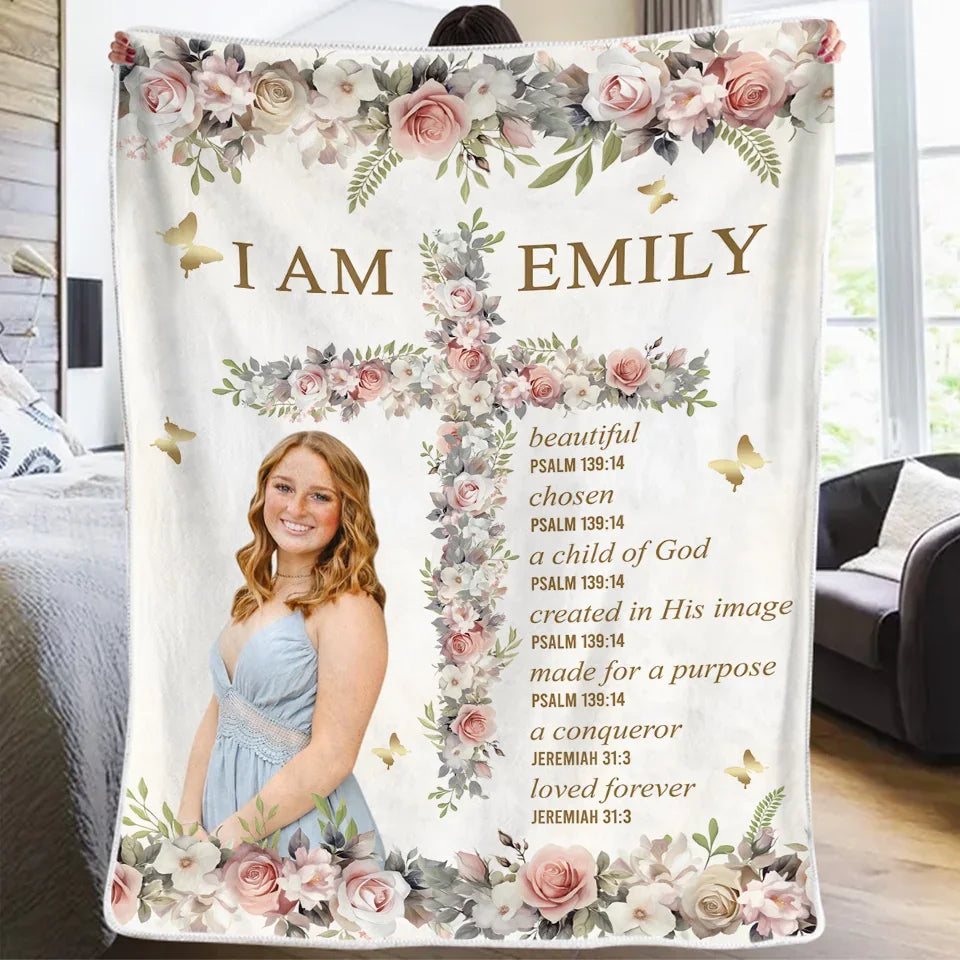 Amemidin | The Divine Embrace Blanket: Personalized Affirmation of Faith & Self-Love