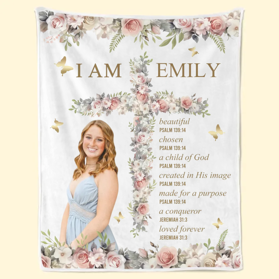 Amemidin | The Divine Embrace Blanket: Personalized Affirmation of Faith & Self-Love